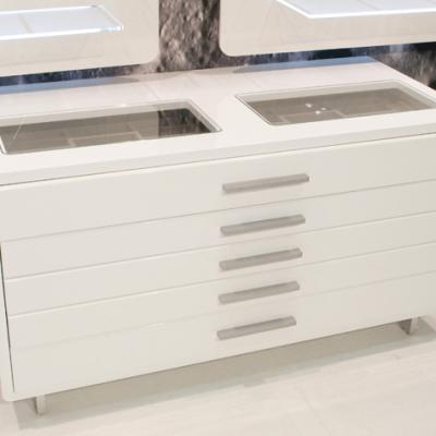 Cassettiera Occhiali Doppia Con Vetro in pvc bianco lucido