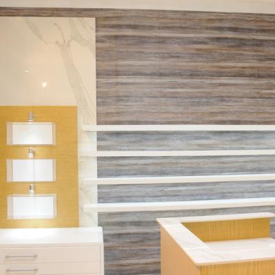 Retro banco Pearl in ceramica con mensole luminose led